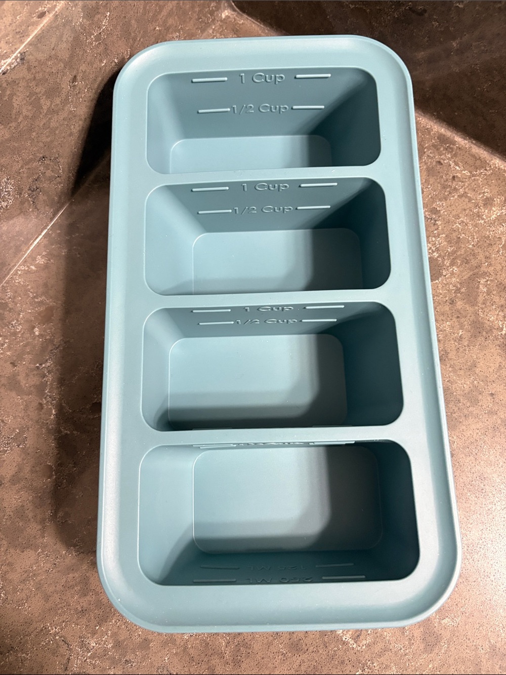 Silicone 4-Cavity Measuring Up to 1 Cup. Freezer, Oven, Dishwasher Safe Seafoam